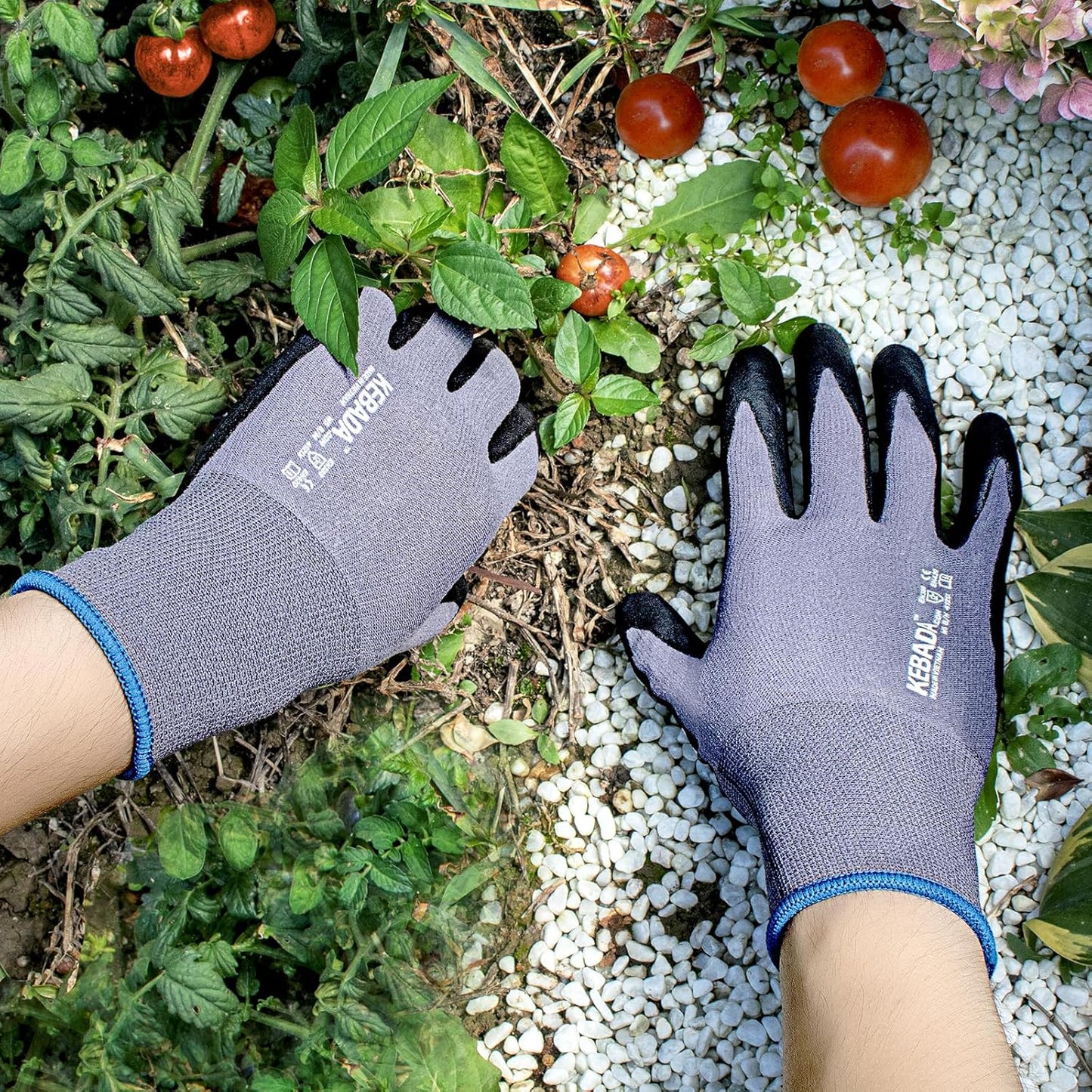 Kebada Work Gloves for Men and Women, Foam Nitrile Coated Safety Gloves with Grip, Ideal for Warehouse Package Handling, Gardening, Mechanic and Construction, Medium