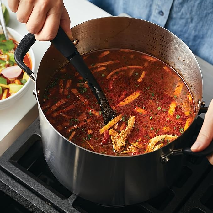 KitchenAid 71022 Stainless Steel Stockpot with Measuring Marks and Lid, 8 Quart - Brushed Stainless Steel