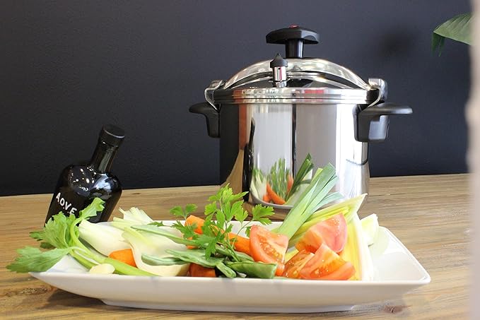 MAGEFESA Star 14.8-Quart Stainless Steel Pressure Cooker, Works on All Stovetops (Induction Compatible), Safety Lock & 8 PSI Cooking