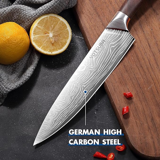 YOTSUBA Kitchen Knives Set 3 PCS, Ultra Sharp Chef Knife Set High Carbon Stainless Steel Blade, for Home & Restaurant Use, With Smooth Ergonomic Handle and Stylish Premium Gift Box