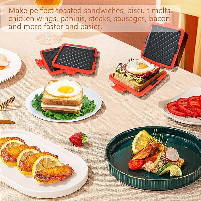 Microwave Toastie Sandwich Maker,Micro Munchy Microwave Toastie Maker, Versatile Small Toaster, Easy to Clean and Store, Perfect for Cooking Breakfast, Grilled Cheese, Snacks (Blue)