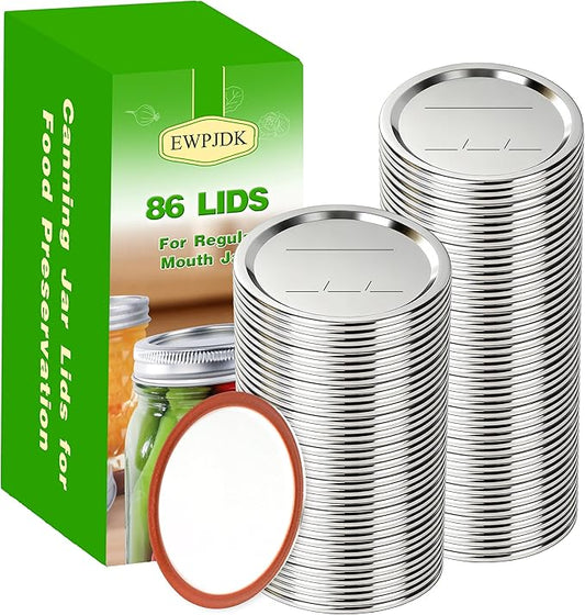 86PCS Canning Lids For Mason Regular Mouth, Jars Lids Mason Jars For Canning Food Fruits DIY Jam (70mm, 86Lids for Wide Mouth Jar)