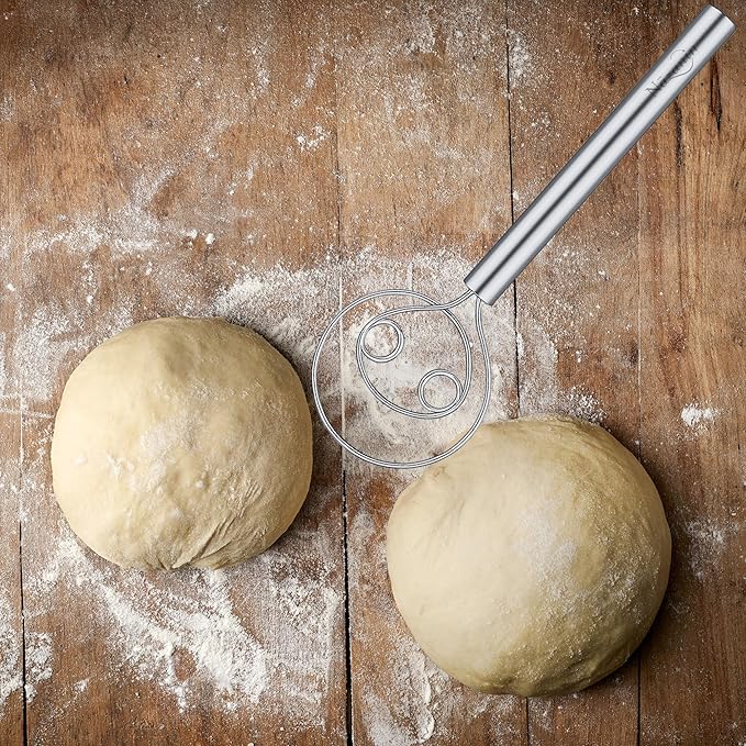 NAZANIN 3-Piece Whisk Set – 304 Stainless Steel Mixing Whisk, Danish Dough Whisk, Semi-Automatic Egg Whisk – Heavy Duty Hand Whisks for Baking, Dough, Eggs, Coffee, Kitchen Tools